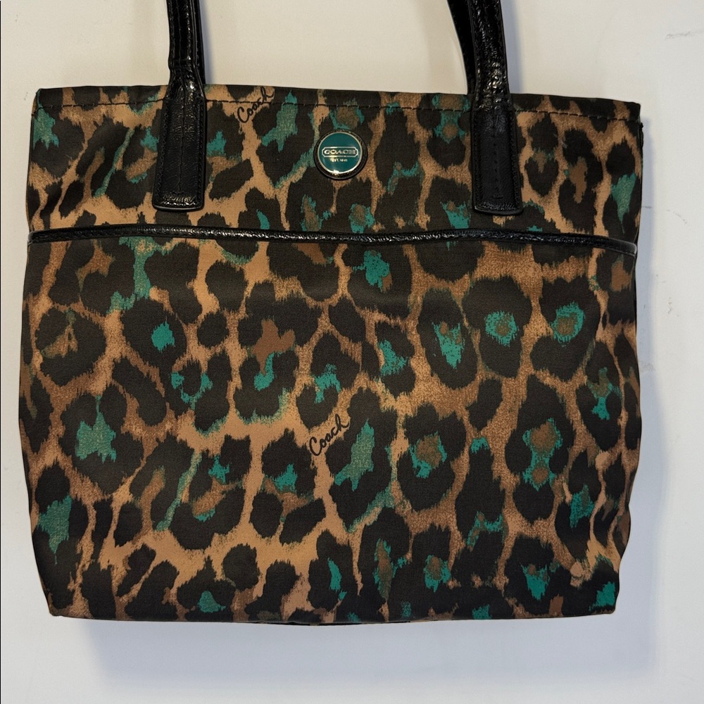 NWOT Coach Signature Stripe Ocelot Leopard Print Tote - Picture 2 of 9